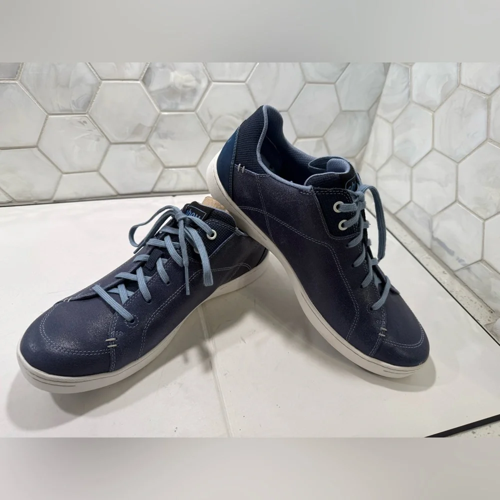 Ahnu Blue Noe Leather Sneakers Shoes Size 10 NEW Comfort Walking